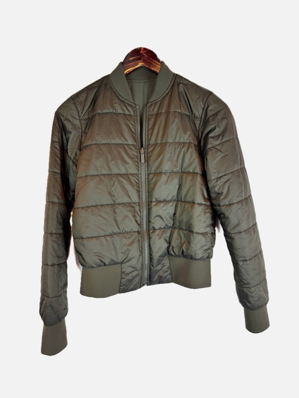 lululemon | Olive Green Reversible Quilted Puffer Bomber Jacket, 4 - Picture 4 of 16